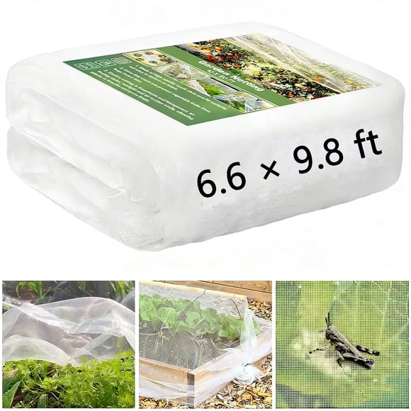 Garden Netting Pest Barrier, 6.6 ft x 9.8 ft Ultra Fine Mesh Mosquito Cicada Bird Bug Netting for Raised Garden Bed Greenhouse, Plant Row Cover for Protect Vegetables Fruits Flowers Trees from Insect