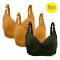 thumbnail image 1 of Bras for Women, 3PC Womans Large Size Solid Color Without Steel Ring Gathering Comfortable Bras Daily Bra, 1 of 2