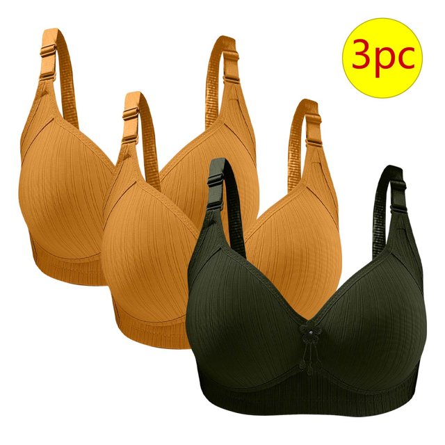Bras for Women, 3PC Womans Large Size Solid Color Without Steel Ring Gathering Comfortable Bras Daily Bra
