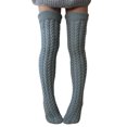 thumbnail image 1 of Faithtur Girls Winter Cable Knitted Socks Solid Color Over Knee Socks Thigh High Long Boot Socks Stocking Leg Warmer, 1 of 9