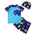 thumbnail image 1 of MIASHUI Boys Two Piece Rash Guard Swimsuits Kids Short Sleeve Bathing Suit with Sun Hat,Light Blue,4-5 Years, 1 of 3