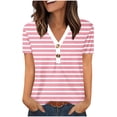 thumbnail image 1 of Chemise à Manches Courtes à Col en V pour Femmes, Haut Imprimé en Polyester avec devant à Boutons, Longueur Régulière, Coupe Amincissante Échancrée, Noir, P, 1 of 6