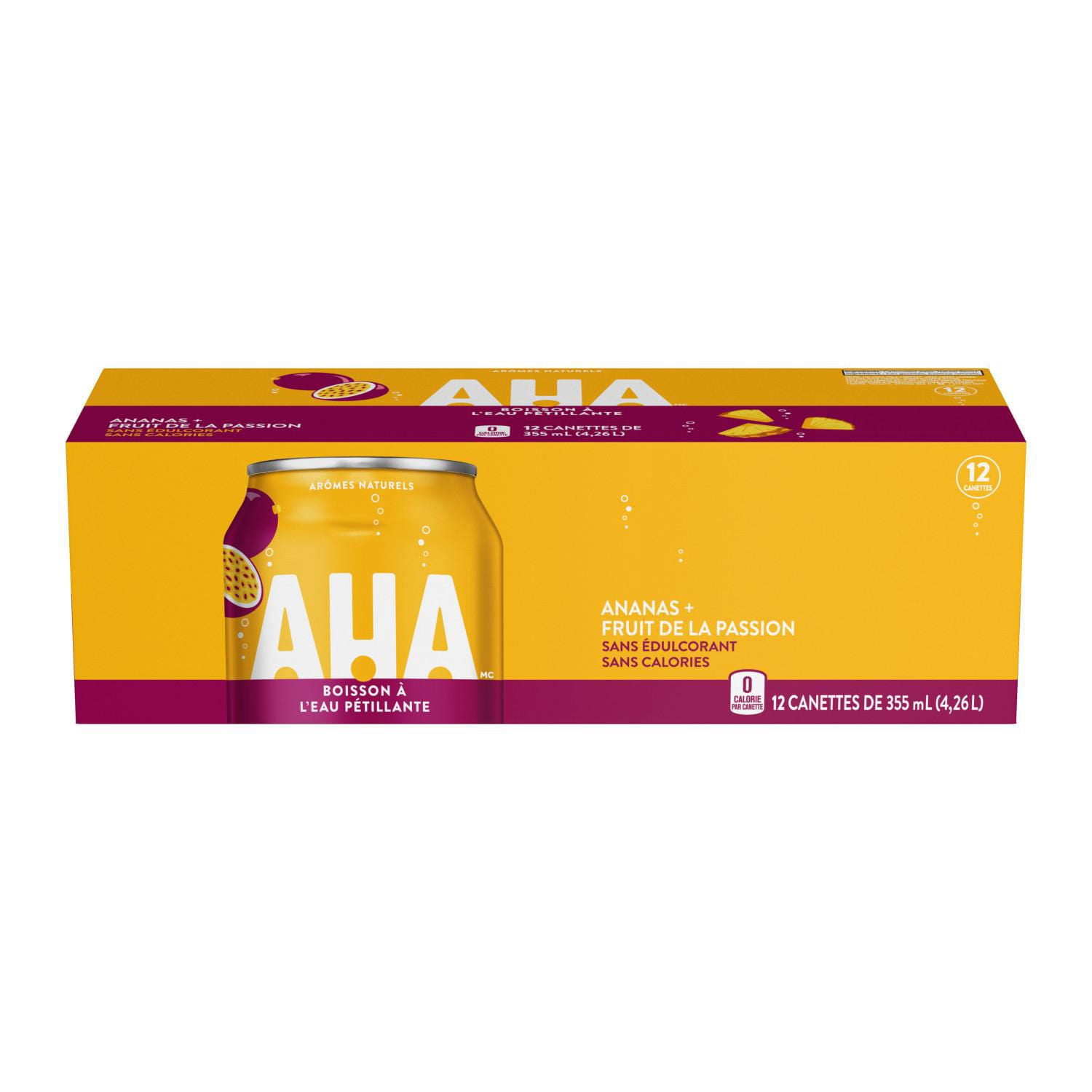 AHA Ananas + Fruit de la Passion Fridge Pack Cannettes, 355 mL, 12 Pack