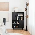 thumbnail image 4 of Gymax Sideboard Storage Cabinet Bookshelf Cupboard w/Door Shelf Black, 4 of 10
