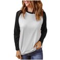 thumbnail image 1 of Timegard Hauts pour Femmes à Manches Longues Col Ras du Cou T-Shirts à Blocs de Couleur Automne Décontractés Confortables Amples Hauts, 1 of 7