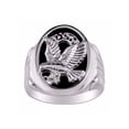 thumbnail image 1 of RYLOS Men's Rings 14K White Gold Ring Designer Patriotic Eagle USA Ring With Diamonds and Black Onyx Rings For Men Size 9, 1 of 6