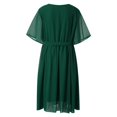 thumbnail image 4 of Robe Décontractée Grande Taille pour Femmes Col Rond Manches Mi-Longues Longueur Genou Robe de Soirée, 4 of 6