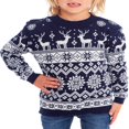 thumbnail image 2 of Chandails de Noël Assortis pour la Famille Manches Longues Col Rond Flocons de Neige Pulls Tricot de Fête, 2 of 4