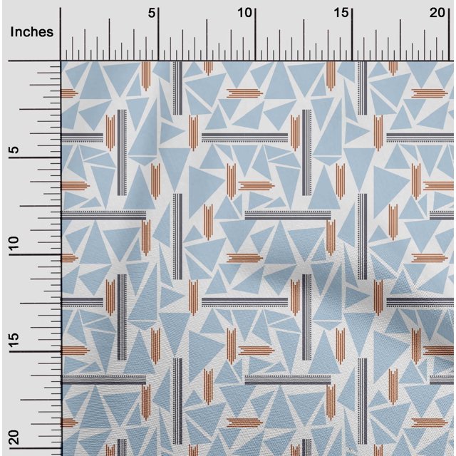 oneOone Cotton Poplin Fabric Triangle & Line Geometric Print Fabric By Yard 56 Inch Wide