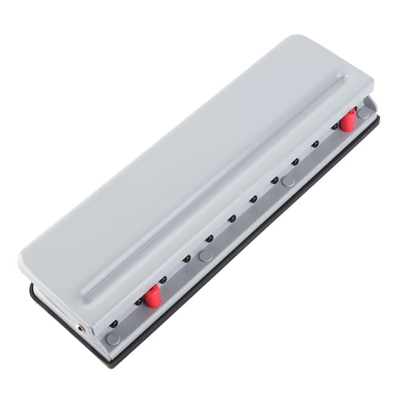 12 Hole Mushroom Shaped Hole Adjustable Punch 6 Sheets A4 Capacity Loose Leaf Paper Binding Punch with Positioning Ruler Paper Scrap Collector