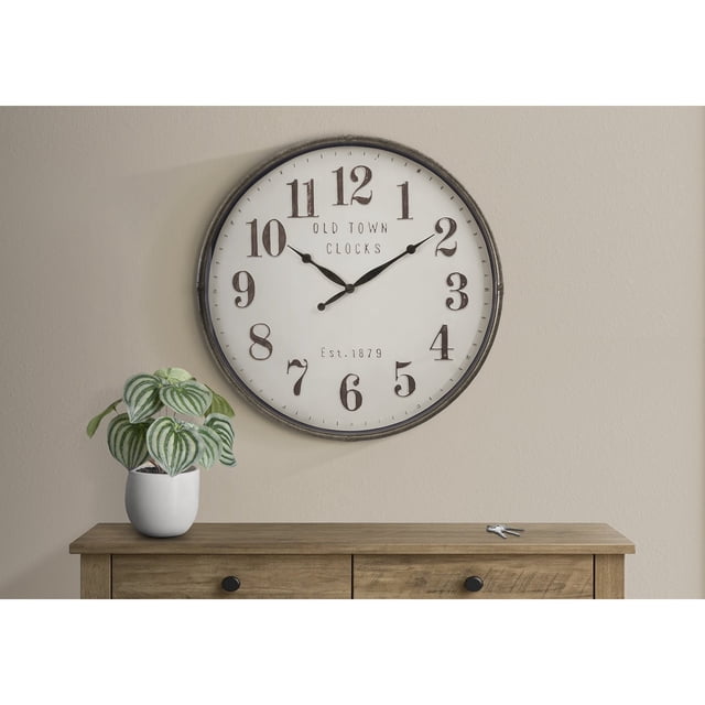 Monarch Specialties I 9024 - Horloges, Ronde 30 Pouces, Grande Surdimensionnée, Horloge Murale, Brun, Transitionnel