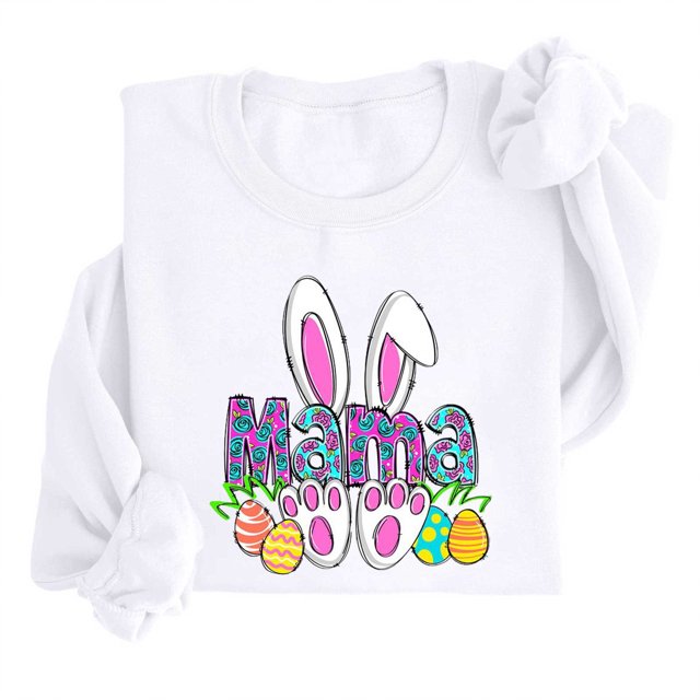 EGNMCR Easter T-Shirts Imprimés pour Femmes T-Shirts Graphiques pour Femmes Chemises pour Femmes T-Shirt à Col Rond pour Femmes Easter Haut à Manches Longues Imprimé Chandails T-Shirt pour Femmes