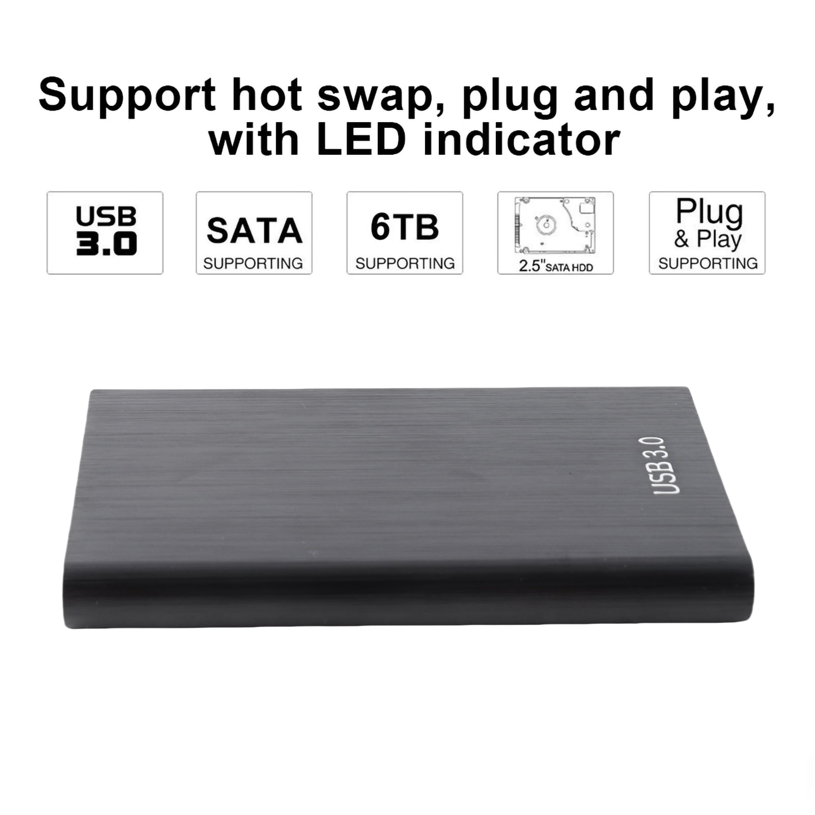 SSD Enclosure USB 3.0, USB 3.0 Compact External Hard Drive Case Aluminum Alloy Portable  for Hard Disk for Laptop