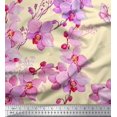 thumbnail image 1 of Soimoi Satin Silk Fabric Bird & Orchids Flower Fabric Prints By Yard 42 Inch Wide, 1 of 3