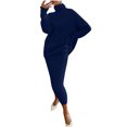 thumbnail image 1 of KIHOUT Womens 2 Piece Outfits Solid Color Long Sleeve Loose High Neck Sweater Tops and Skirt Lounge Set, 1 of 6