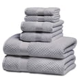 thumbnail image 1 of Kingrest Bath Towel Sets of 6 Pieces, 2 Bath Towels 2 Hand Towels 2 Washcloths, 100% Cotton Highly Absorbent Towels for Bathroom, Gym, Hotel - Light Gray, 1 of 9