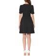 thumbnail image 3 of INSPIRE CHIC Robe de Bureau pour Femme à Encolure Cœur Plissée à Manches Courtes Robe Fourreau Ligne A TP Noir, 3 of 7