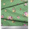 thumbnail image 3 of Soimoi Green Poly Georgette Fabric Leaves,Small Circle & Floral Decor Fabric Printed BTY 52 Inch Wide, 3 of 3