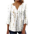 thumbnail image 1 of Hauts à Manches 3/4 pour Femmes Femmes Été Aguichant Plissé Imprimé Régulier Femmes Manches 3/4 Col en V Boutons Hauts Blouse Hauts d'Été pour Femmes Aguichant Aguichant Hauts d'Été pour Femmes Hauts d'Été Aguichant pour Femmes, 1 of 5
