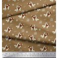thumbnail image 2 of Soimoi Brown Rayon Crepe Fabric Bird,Paw & Cocker Spaniel Dog Print Fabric by the Yard 46 Inch Wide, 2 of 3