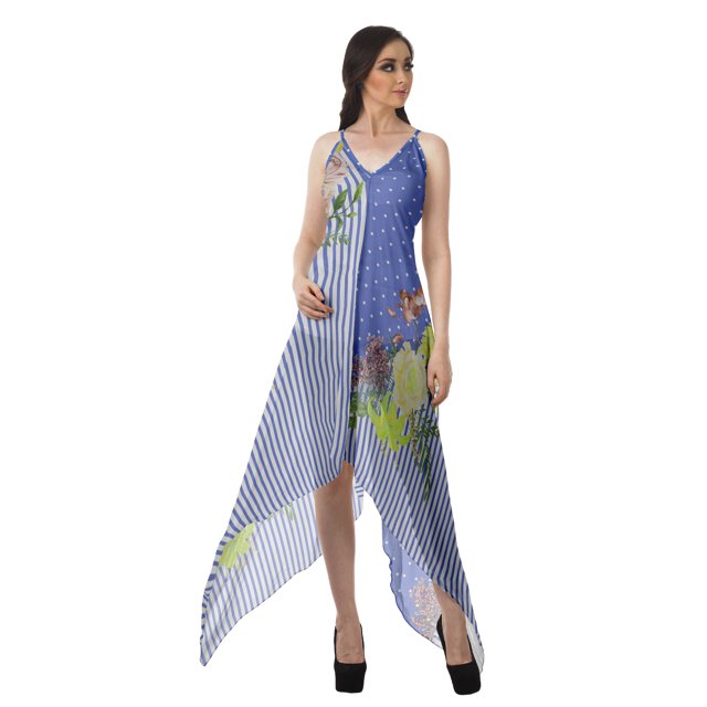 Moomaya Robe Mouchoir Femme Imprimée à Dos Nu Robes d'Été Femme