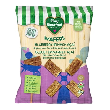 Biscottes de lentilles et pois chiches biologiques bleuet épinard et açaí de Baby Gourmet