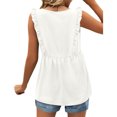 thumbnail image 4 of Timegard Tank Tops for Women Ruffle Sleeveless V Neck Tunic Tops Casual Summer Fashion Solid Color, 4 of 6