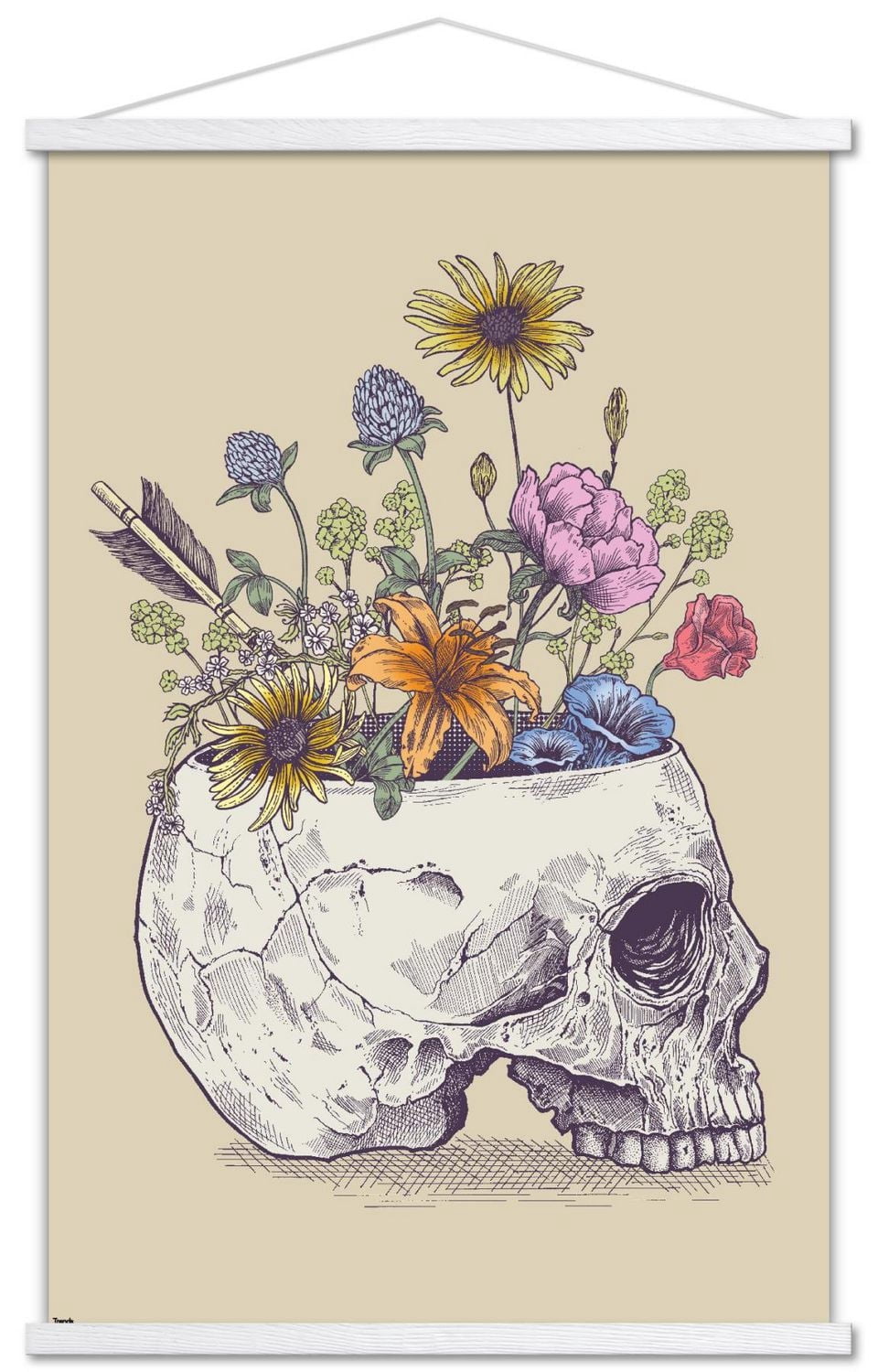 Rachel Caldwell - Flower Skull Wall Poster, 14.725" x 22.375" Framed