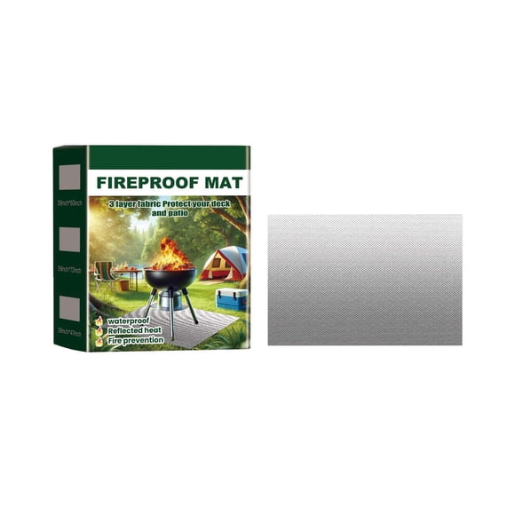 Tapis de Foyer pour BBQ Portable / Tapis Protecteur Ignifuge et Résistant aux Taches pour le Gril Extérieur / Couvre-Sol Robuste pour Cour Arrière, Camping et Pique-Niques / 1 Paquet