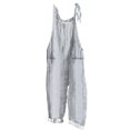 thumbnail image 1 of Lenpel Women's Jumpsuits Plus Size Sleeveless Spaghetti Strap Striped Plaid Straight Leg Rompers Causal Loose Overalls with Pockets, 1 of 5