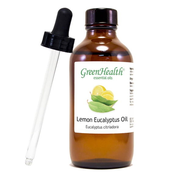 Lemon Eucalyptus – 4 fl oz (118 ml) Glass Bottle w/Glass Dropper – 100% Pure Essential Oil – GreenHealth