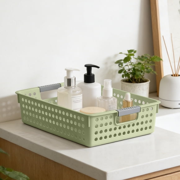 Cagogo Plastic Storage Baskets Organizer Bins, Multi-Purpose Bathroom Shower Caddy LaundryToyBasket, Waterproof Easy Clean Rectangular Basket for Kitchen Bedroom Countertop Decor