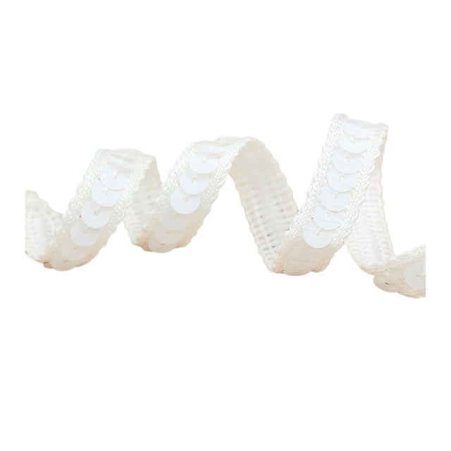relayinert Handmade Sequined Band Addition To Hair Accessories Collection Sequined Dress Ribbon Sequined Belt pure white