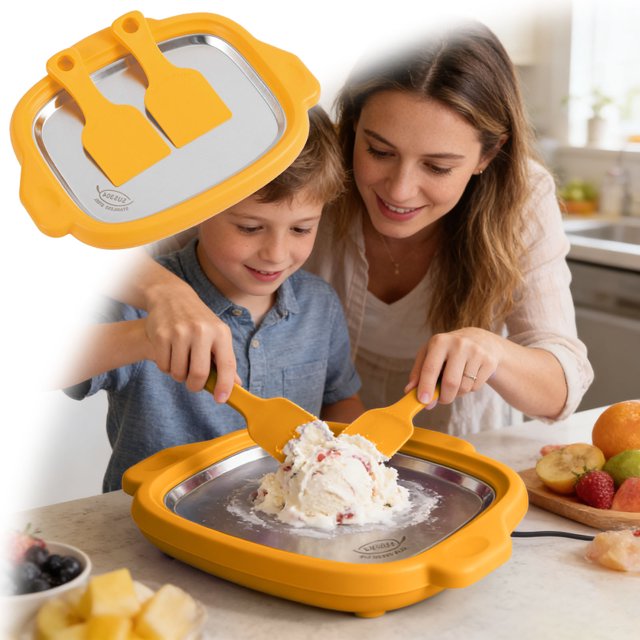 Home Ice Rolling Machine Including Quick Freezing Plate And 2 Scrapers DIY Homemade Ice Can Make Yogurt And Suitable For Children's Parent Child Activities Pressure Cooker Air Fryer Combo Cooking