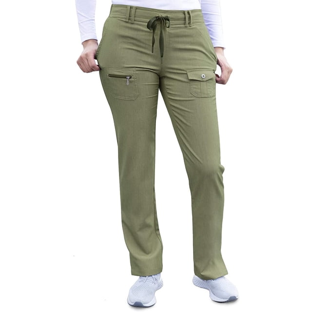 Adar Pro Pantalon d'Uniforme Ajusté à Jambe Fuselée pour Femmes, Olive Chiné, m