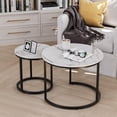 thumbnail image 3 of Semiocthome Modern Nesting Coffee Table Set,End Table for Living Room, 23.6" W, White,Marble Pattern, 3 of 7