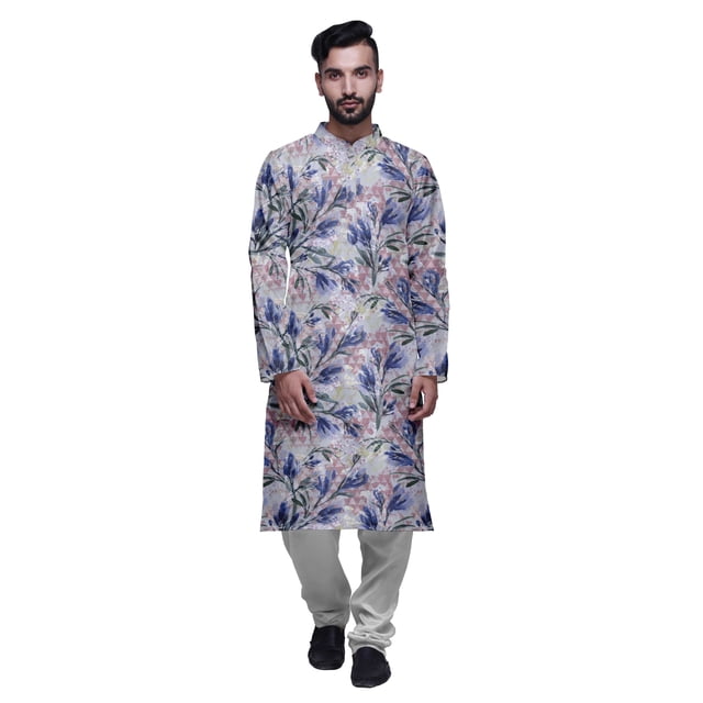 Atasi Ensemble Kurta-Pyjama Long en Coton pour Hommes, Kurta-Pyjama Décontracté de Designer, Vêtements