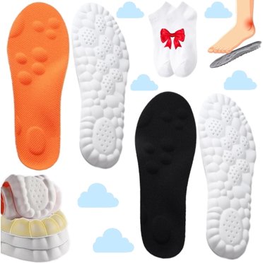 2 Pairs Steppers Insoles for Men/Women, 2025 New Stepprs Massage Insoles, 4d Soft Memory Foam Orthopedic Insole with Arch Support (Orange*1+ Black*1, Men 11.5-12.5 / Women 13-14)