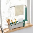 thumbnail image 4 of Retractable Water Filter Rack Basket - Expandable Sink Mounted organizer Multi-Functional Drying Rack & Utensil Holder Sturdy, Green, JKODE, 4 of 8