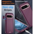 thumbnail image 5 of KOMI for Google Pixel 9/ Pixel 9 Pro Case, with HD Tempered Glass Screen Protector, Heavy Duty Shockproof Drop Protective Rugged Tough Durable Phone Cover with Belt Clip-Burgundy/Pink, 5 of 5