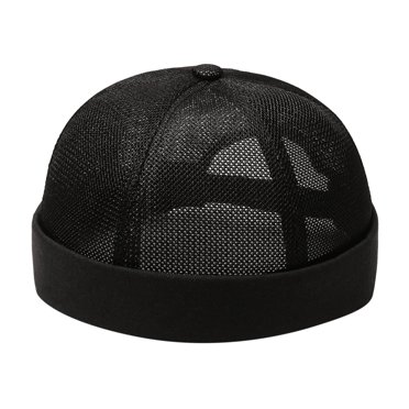 NAZISHW Men Solid Brimless Cap Mesh Quick Drying Adjustable Breathable Hats Sport Outdoor Running Hip Hop Cap for Women Baseball Hat (Black,One Size)