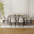 thumbnail image 3 of 71 Inch Modern Farmhouse Rectangular Dining Table, Adjustable Feet, Seats 6 to 8, Ideal for Kitchen Dining Living Room, Black Wood Color Brown Grey, 3 of 9