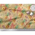 thumbnail image 3 of Soimoi Orange polyester Crepe Fabric Lily & Pine Fruits Fabric Prints By Yard 42 Inch Wide, 3 of 3