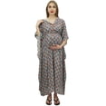 thumbnail image 1 of Bimba Robe Maxi à Cordon Multicolore pour Mamans, Manches Kimono, Caftan de Maternité-28, 1 of 7