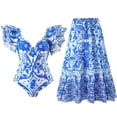 thumbnail image 1 of Birdeem Maillot de Bain une Pièce pour Femmes, Bikini Ajusté Rétro à Imprimé Floral, Aguichant, avec Robe, 1 of 10