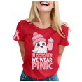thumbnail image 3 of TSADFHJI Hauts Mignons pour Femmes Hiver Mode Décontractée Imprimée Col Rond Manches Courtes Chandail T-Shirt TG Rouge, 3 of 6