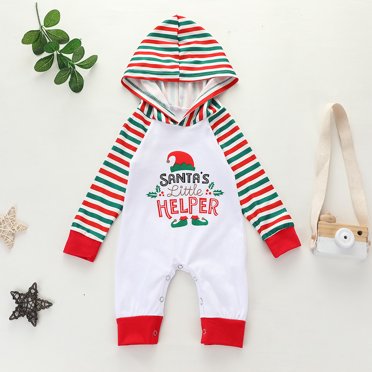 LSLJS Christmas Toddler Baby Boy Girl Letter Printed Hoodie Romper Jumpsuit, Baby Romper