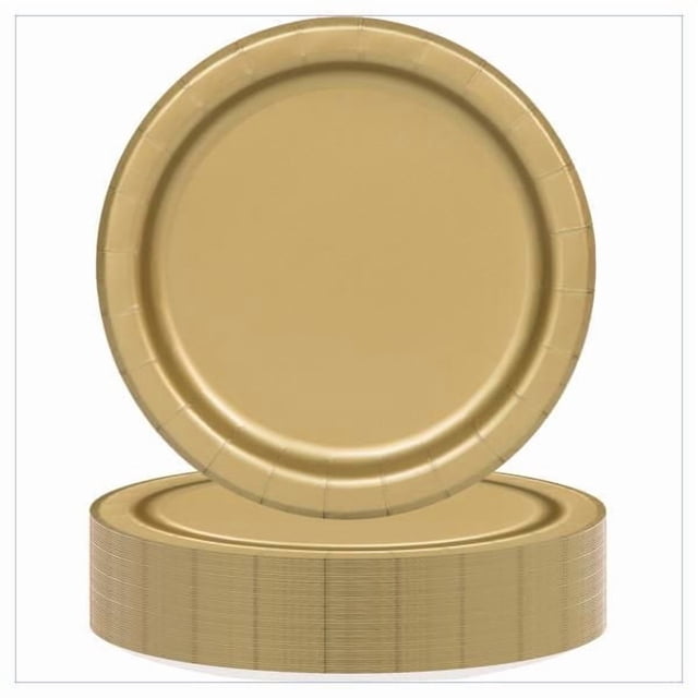 Unique Industries Gold Round 9" Dinner Plates, 55ct