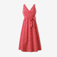 thumbnail image 2 of PatPat Robe Rouge à Petites Fleurs à Col en V avec Nœud sur le Côté pour Maman et Moi avec Bouton-Pression Caché, 2 of 3