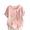 thumbnail image 1 of CHUANK Chemises pour Femmes Dames Liquidation T-Shirts d'Été Décontractés pour Femmes Col Rond Manches Courtes Imprimé Floral Chemise Ample Hauts, 1 of 5
